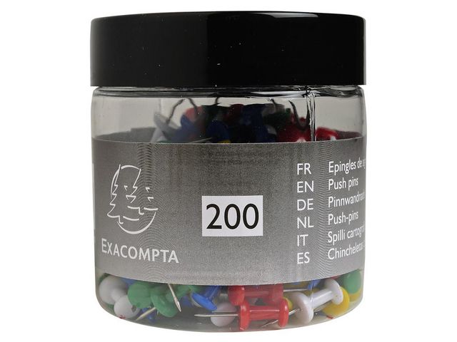 Kartnål EXACOMPTA 10mm sort.färg 200/fp - Primmeshiper