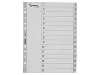 Plastregister LYRECO A4 PP 1-15 grå - Primmeshiper