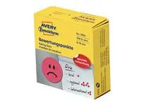 Etikett AVERY UNHAPPY SMILEY röd 250/fp - Primmeshiper