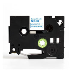 Tape 12mm TZe-233 blå på vit Primmeshiper