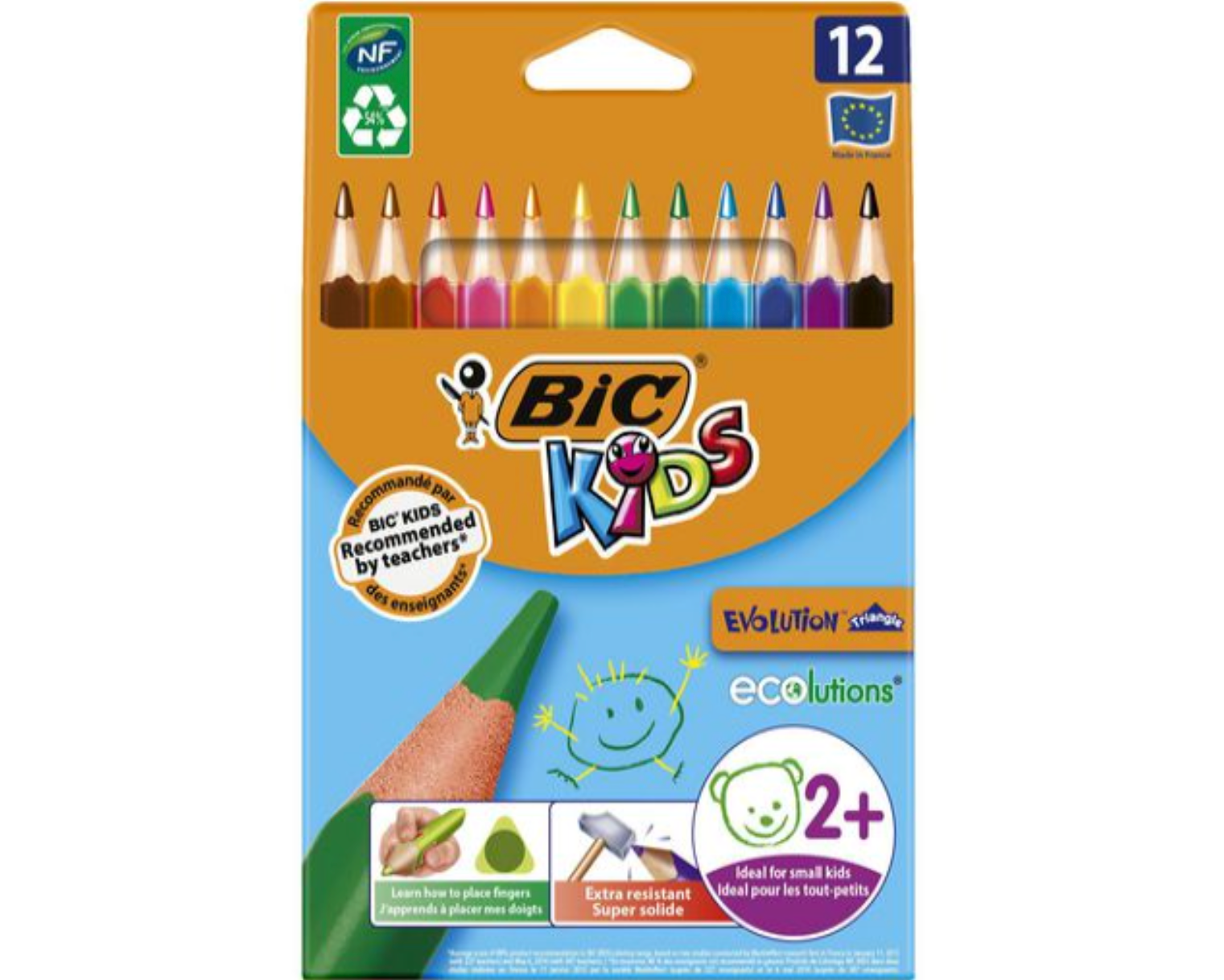 Färgpennna BIC Kids triangel 12 färger - Primmeshiper